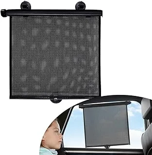 مظلة شمسية لنافذة السيارة من ECVV، ستائر دوارة للسيارة للأطفال، ظلال نافذة السيارة قابلة للسحب للنافذة الجانبية، تحجب الأشعة فوق البنفسجية من أشعة الشمس وتحافظ على برودتها