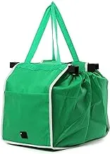 ECVV Reusable Grocery Bags Shopping Trolley Bags with Handles, Clip on Shopping Cart, Collapsible Grocery Tote Bags for Bulky, Light Items, Green