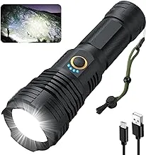 NiaoChao Rechargeable Flashlights High Lumens, 250000 Lumens Super Bright LED Flashlight, 5 Modes Adjustable Waterproof with USB Cable, Powerful Flash Light for Camping, Home