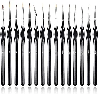 DELFINO Fine Miniature Detail Paint Brush Set for Acrylic, Watercolor, Oil, Face, Nail, Craft Model Painting - 15 Pieces