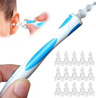Q-Grips Earwax Remover, KASTWAVE Safe Spiral Ear Wax Removal Tool, 16 Pcs Ear Cleaner with Soft Replacement Tips Ear Wax Removal Kit Ear Wax Remover for Adults and Kids