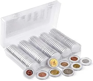Commemorative Coin Protection Box, Coin Collection Storage Box, Coin Capsules and 100 Pieces Protect Gasket Coin Holder Case with Storage Organizer Box for Coin Collection Supplies, 30 mm