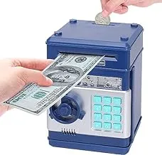ECVV ماكينة الصراف الآلي الإلكترونية بكلمة مرور، عملة نقدية يمكن تمريرها تلقائيًا، صندوق توفير المال الورقي، لعبة هدية للأطفال، أزرق، مقاس واحد