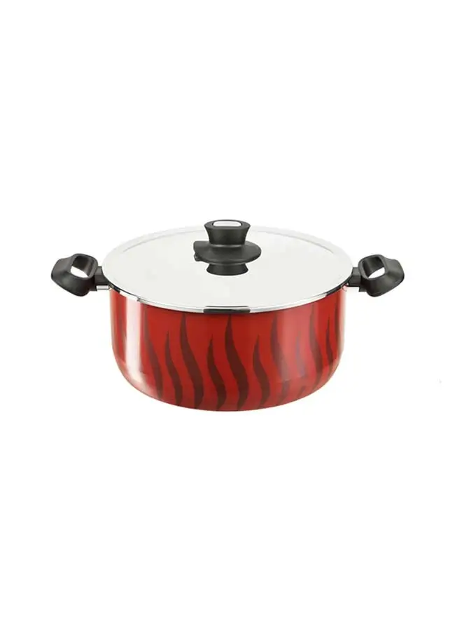 Tefal Non-Stick Dutch Oven With Lid Red/Silver/Black 24cm