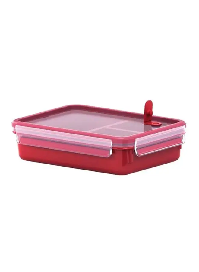 Tefal Master Seal Micro Rectangle Food Storage With Inserts أحمر / شفاف 1.2 لتر