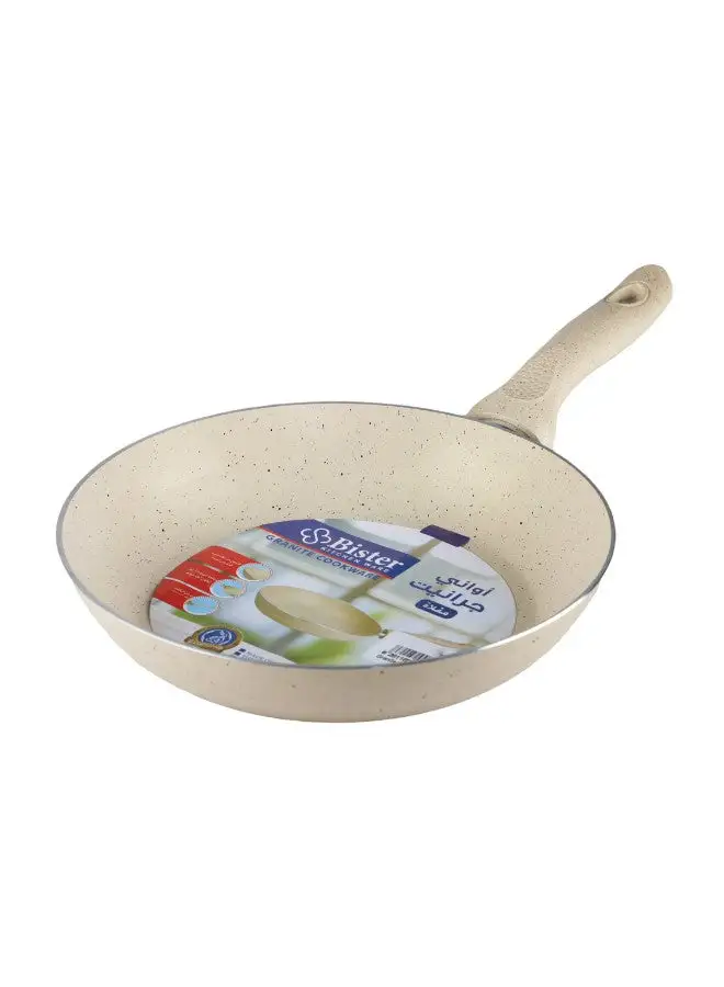 Bister Bister Nonstick Granite Fry Pan With Flat Bottom Suitable For Induction Cooker Halogon Oven And Gas Stove Beige 28 Cm