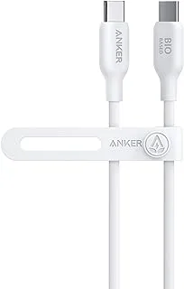 كابل Anker 543 USB C إلى USB C (100 واط 3 أقدام)، كابل شحن USB 2.0 حيوي لهاتف iPhone 15/15 Pro Max وMacBook Pro وiPad Pro وiPad Air 4 وSamsung Galaxy S21 والمزيد (أبيض أورورا)