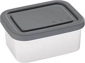 Kuchenprofi Storage Box with Gray Silicone Lid, White Porcelain 5-Inch by 3.75-Inch White