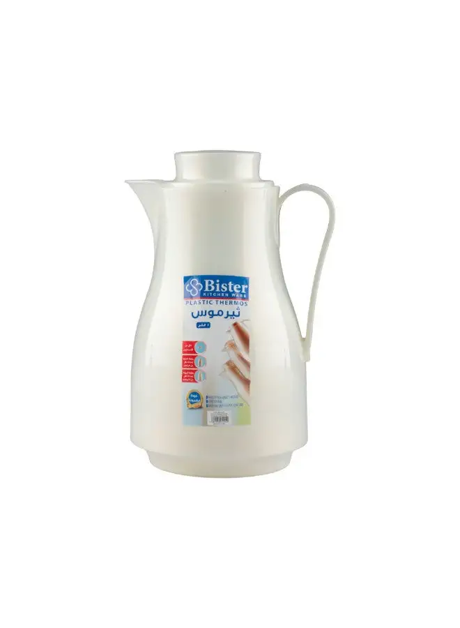 Bister Bister Vacuum Flask 1.0 Liter Plastic Body With White Glass Refil Without Asbestos L Cream White  L Different Shape