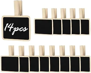 Mini Blackboard Clips, 14 Pcs Wooden Memo Chalkboard Message Board Signs Chalkboard Tag with Clips for Memo Food Label Birthday Wedding Party Decoration Garden Home Decoration