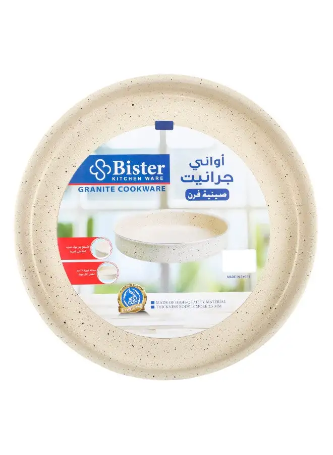 Bister Bister Granite Round Baking Oven Tray Nonstick With Flat Bottom Suitable For Oven  Beige 38 Cm
