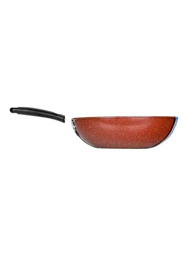 Bister Bister Non-Stick Granite Wok Pan With Long Backlite Handle  32Cm Black/Brown