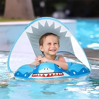 SHXKUAN Baby Swimming Float with Canopy 3-12 Months Smart Swimmer Trainer Infant Pool Float for 1-6 Years Old Baby Floaties
