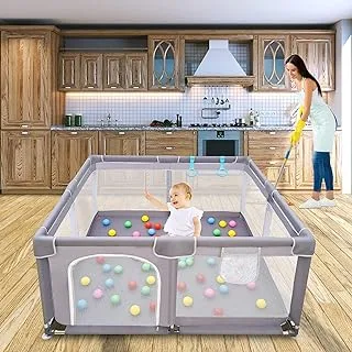 Baby Playpen, Playpen fance for Toddlers, Extra Large Baby Playard with Gate, Infant Safety Activity Center, Sturdy Playpen with Anti-Slip Base, Children's Fences Packable & Portable (1.8 * 2.0m)