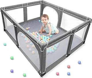 YOBEST Baby Playpen, Extra Large Playard, Indoor & Outdoor Kids Activity Center with Anti-Slip Base, Sturdy Safety Play Yard with Super Soft Breathable Mesh, Fence Play Area for Babies, Toddler
