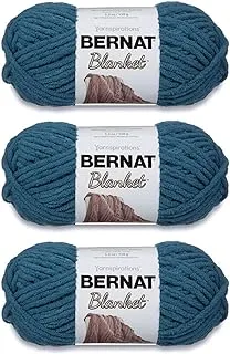 Bernat Blanket Dark Teal Yarn - 3 Pack of 150g/5.3oz - Polyester - 6 Super Bulky - 108 Yards - Knitting/Crochet