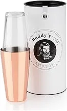 Buddy´s Bar - Boston shaker, 700 ml cup + 400 ml glass, food-safe, elegant cocktail shaker with gift box, polished copper