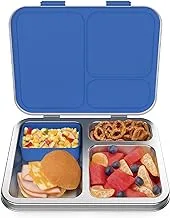 Bentgo Kids Stainless Steel Leak-Resistant Lunch Box - Bento-Style, 3 Compartments, and Bonus Silicone Container for Meals On-the-Go - Eco-Friendly, Dishwasher Safe, BPA-Free (Blue)
