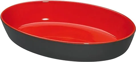 طبق فرن سيراميك بيضاوي مقاس 33 سم اللون: أسود/أحمر