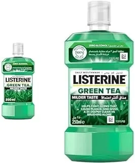 Listerine Green Tea Mouthwash, Milder Taste, Daily Mouthwash - 500ml, 2+1 Pack of 250ml Free