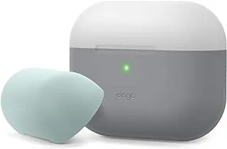 حافظة Elago Duo لجهاز Apple Airpods Pro - رمادي فاتح من الأعلى/نعناعي، ورمادي غامق من الأسفل شفاف