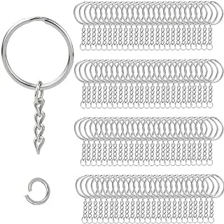 KASTWAVE 100pcs Metal Split Key Chain Rings with Chain Silver Key Ring and Open Jump Rings Bulk for Crafts DIY (1