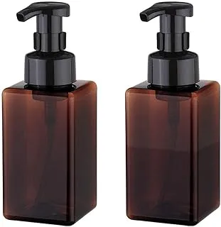 ELECDON Foaming Soap Dispenser, 450ml (15oz) Refillable Pump Bottle Plastic for Liquid Soap, Shampoo, Body Wash (2 Pcs) (Brown 450ML)