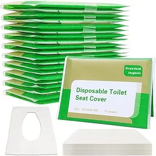 100 قطعة من أغطية مقاعد المرحاض للاستعمال مرة واحدة، غطاء ورقي لمقعد المرحاض للسفر قابل للحمل للبالغين، تدريب الأطفال على المرحاض، السفر، 10 عبوات فردية