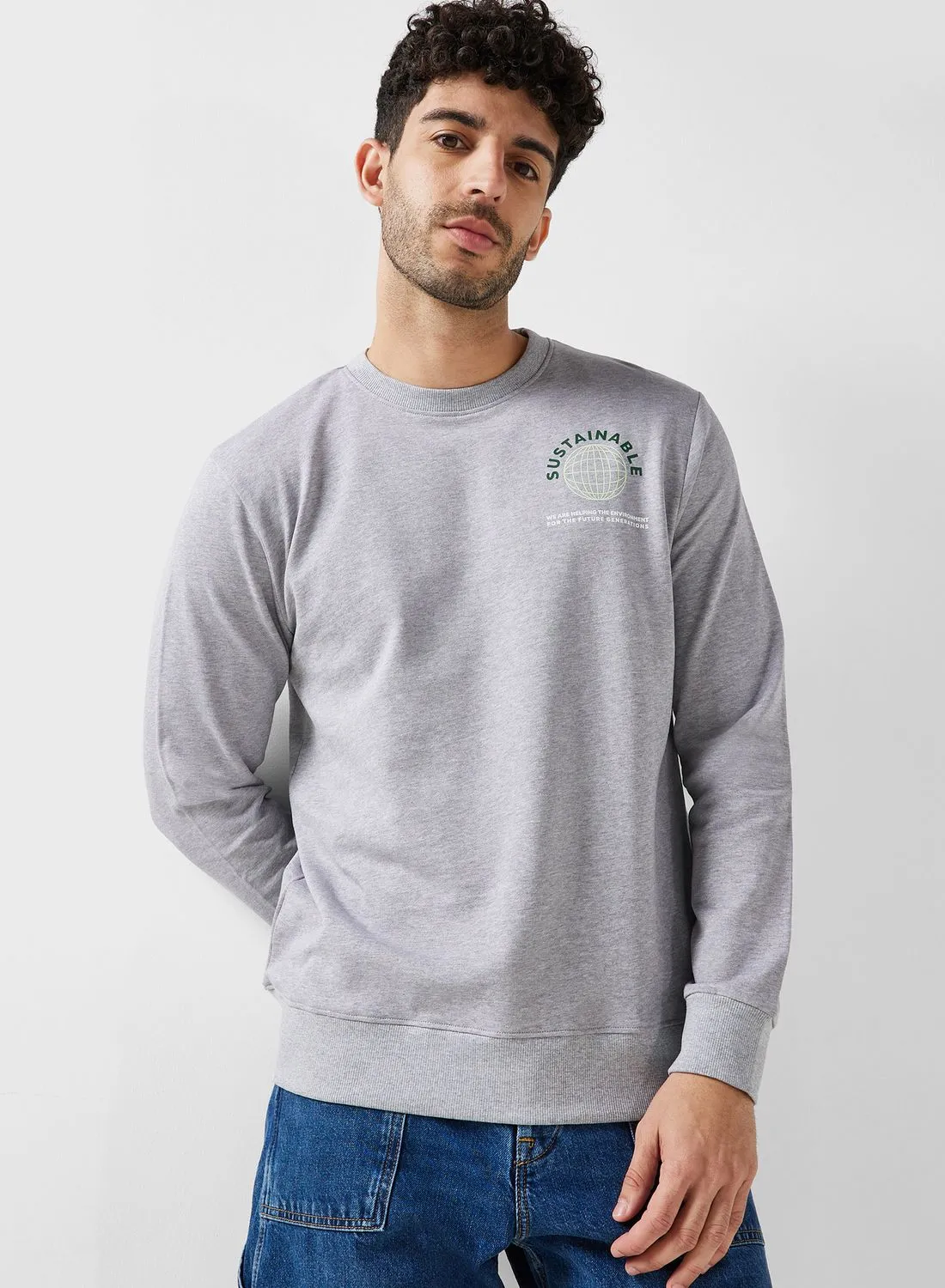 Namshi x Sustainable Regular Sweatshirt With Back Print
