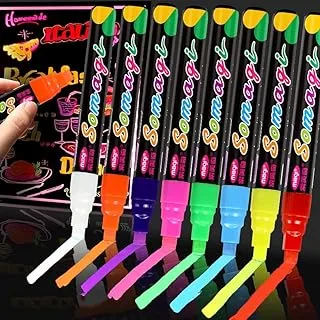 Erasable Chalk Markers Pens Set, 8 Colors Colorful Graffiti Highlighter Marker for Flashing LED Lighted Board, Blackboard, Whiteboard, Menu Message Board, Glass, Window, Art-Chalk Pen, Whiteboard Pen