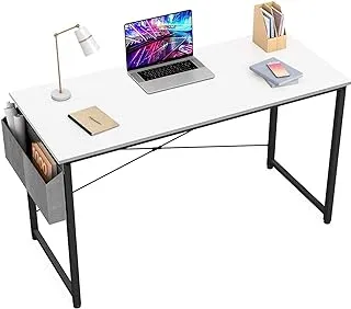 WOODIES Computer Desk Home Office Writing Study Desk, Modern Simple Style Laptop Table with Storage Bag (100 x 50 cm, White)