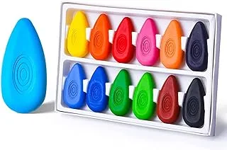 Drop Crayons For Toddlers, 12 Colors Washable Crayons, Water-Drop Shape Crayons Bulk for Kids, Non-Toxic Crayons Safe for Babies and Children Aged 3+, Coloring Crayons Box for School & Art Supplies