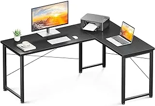 WOODIES L Shaped Desk Gaming Desk, L Desk Computer Corner Desk with Round Corner with Removable Shelf for Gaming Desk Home Office Writing Workstation