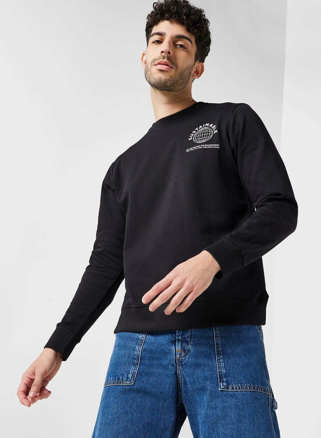 Namshi x Sustainable Regular Sweatshirt With Back Print