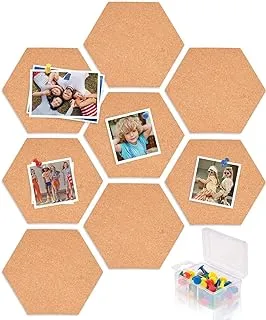 TALITARE Large Size Hexagon Cork Board Tiles with Full Sticky Back, Wall Bulletin Boards Pin Board with Push Pins for Pictures, Photos, Drawing