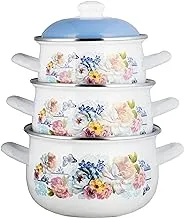 ALSAIF Ghazar 3-piece non-stick cookware set with lids, sizes: 16-18-20 cm, color: Multicolor