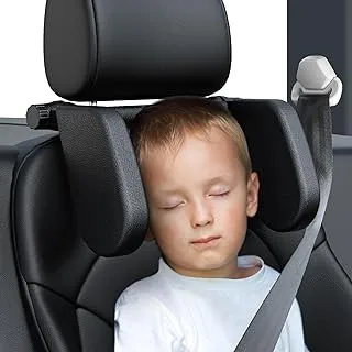 JZCreater Car Seat Headrest Pillow,Head Neck Support Sleeping Travel Seat Pillow with Cushion Foam,Premium Seat Head Pillow,360 Degree Adjustable Long Trip Rest Headrest Pillow for Kids Adults, Black