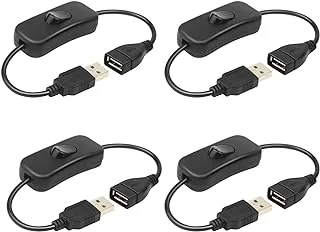 4 pcs USB Cable with Switch, USB Male to Female Extension Cord Inline Rocker On/Off Switch for Driving Recorder, USB Fan, LED Strip (black)