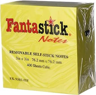 Fantastick Stick Notes, 3-Inch x 3-Inch Size, Fluorescent Yelow