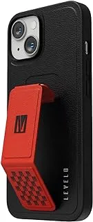 جراب هاتف iPhone 14 جلد PU من Levelo Morphix Gripstand - أحمر