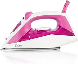 Jano 1600W steam iron with non-stick teflon base, self-cleaning feature, steam control and adjustable temperature settings, suitable for all kinds of clothing., Pink JN05205 2 Years warranty