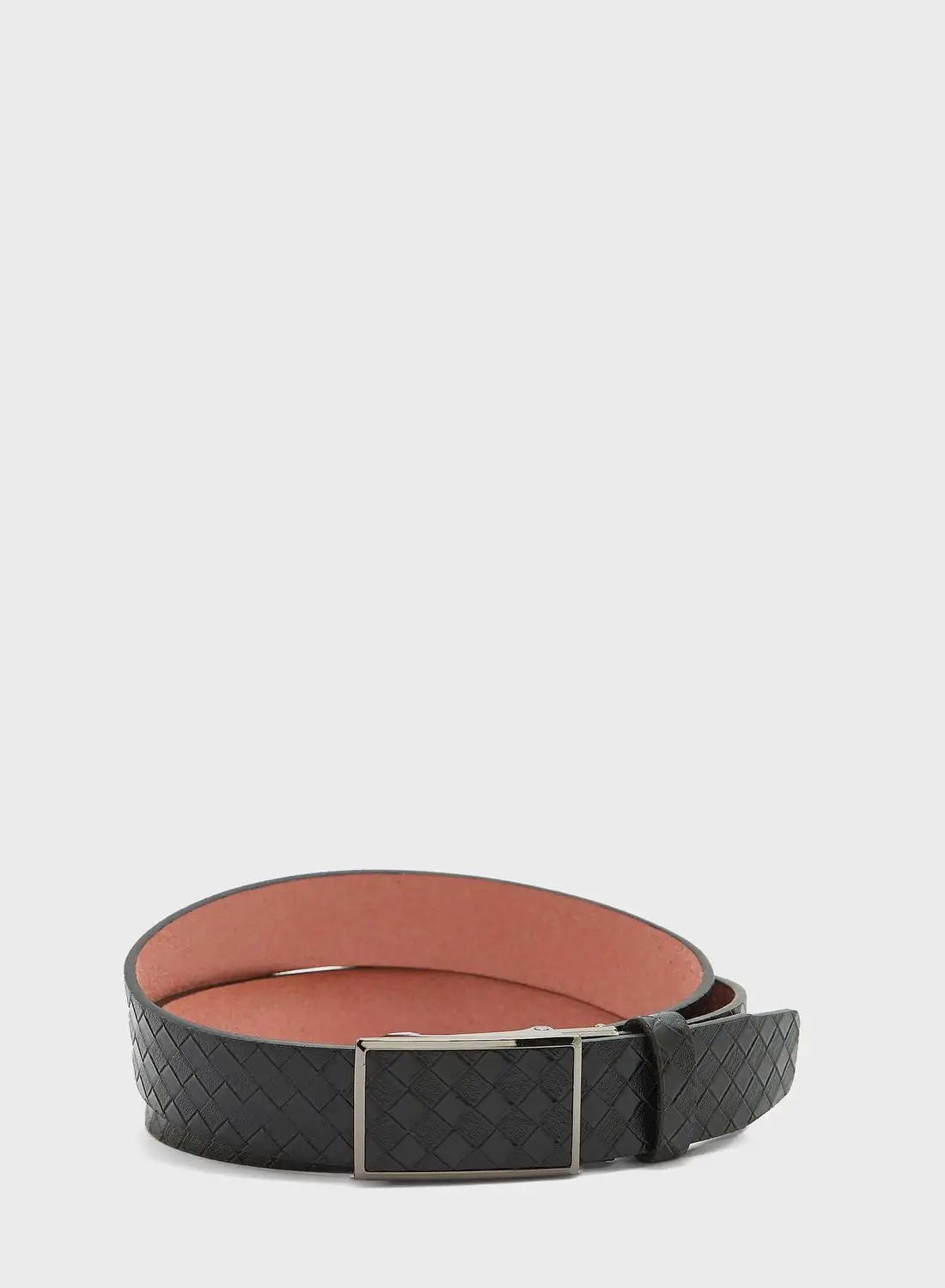 Robert Wood Faux Leather Formal Woven Belt