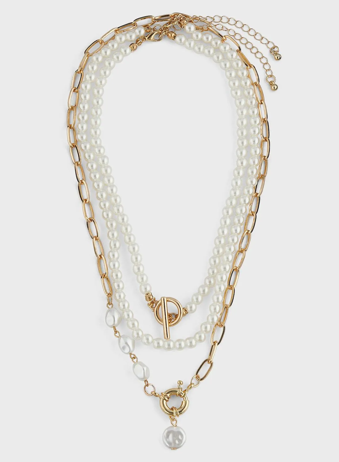 Ginger 3 Layered Pearl Pendant Necklace