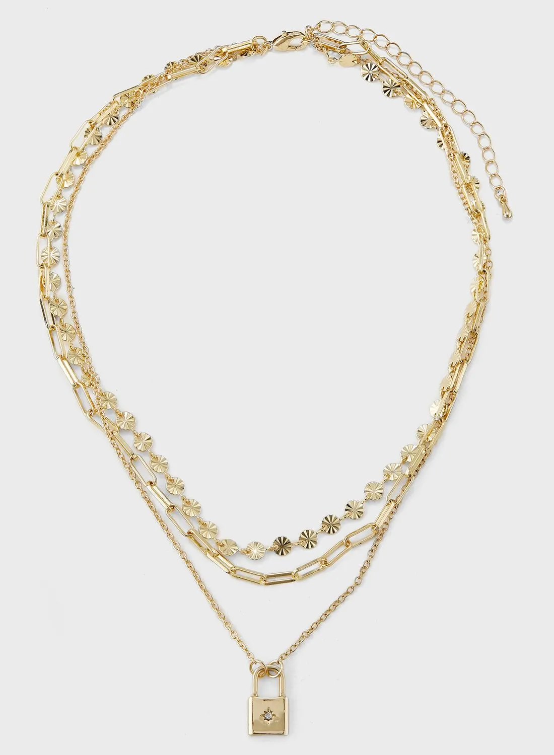 ELLA Lock Pendant Layered Necklace