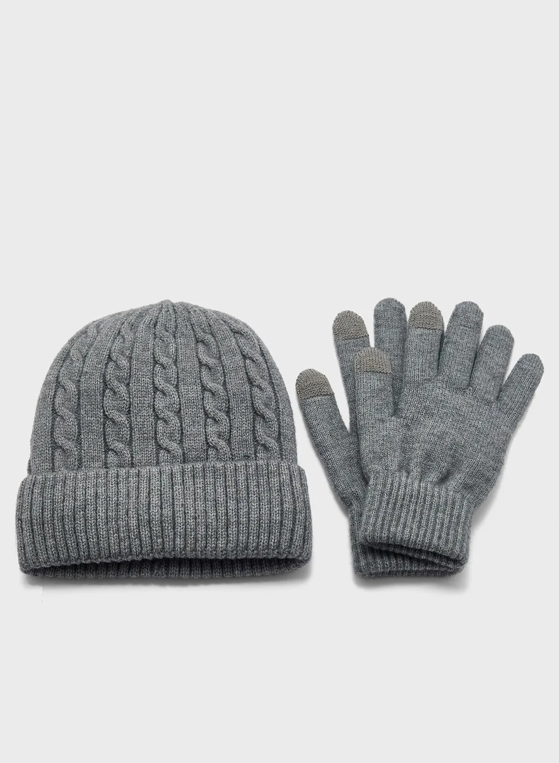 Robert Wood 2 Pack Knitted Winter Beanie & Gloves Set