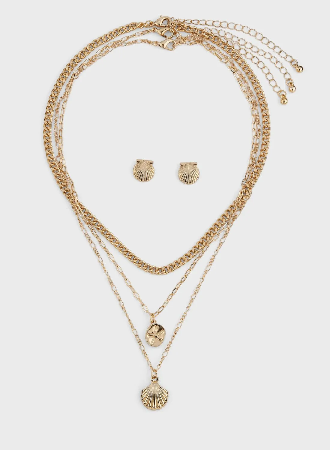Ginger 3 Pack Shell Necklace & Earrings Set
