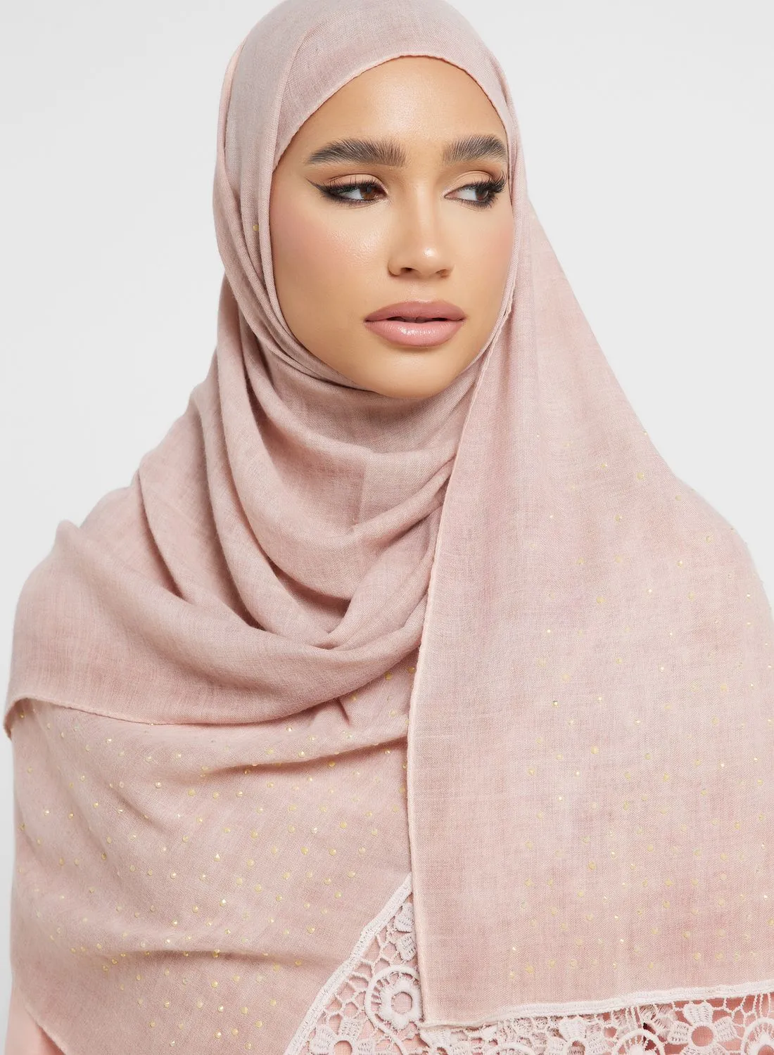 Khizana Lace Detail Diamante Long Hijab Scarf
