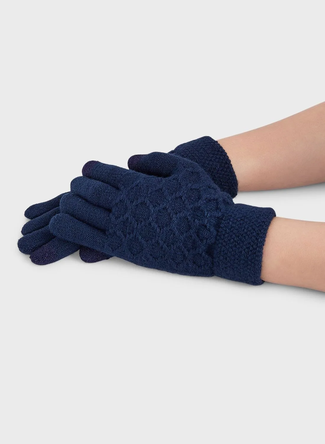 Seventy Five Contrast Tip Knitted Winter Gloves