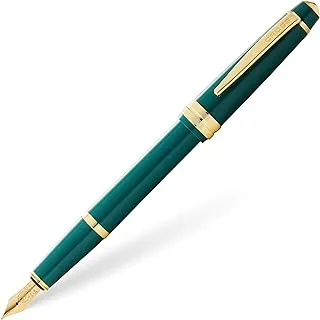 قلم حبر من Cross Bailey مصنوع من الراتنج الأخضر المصقول الفاتح والذهبي اللون