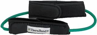 TheraBand Resistance Tubes, Professional Latex Elastic Tubing with Handles For Physical Therapy, Lower Pilates, At-Home Workouts, Rehab, 12 Inch With Padded Cuffs, Green, Heavy, Intermediate Level 1